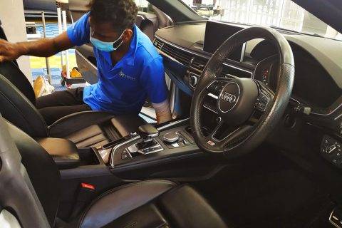 Car interior cleaning done by a technician at Taiyo CarePoint